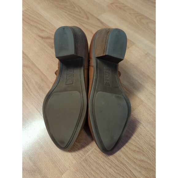 Frye Judith Bootie Boots Womens 8M Cognac Brown Leather Zip Ankle 2.5" Heel - Picture 7 of 12